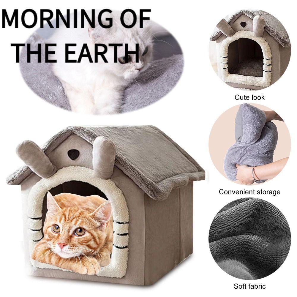 MORNING OF THE Cat Bed Grey Winter Closed Kitten Pet Bed