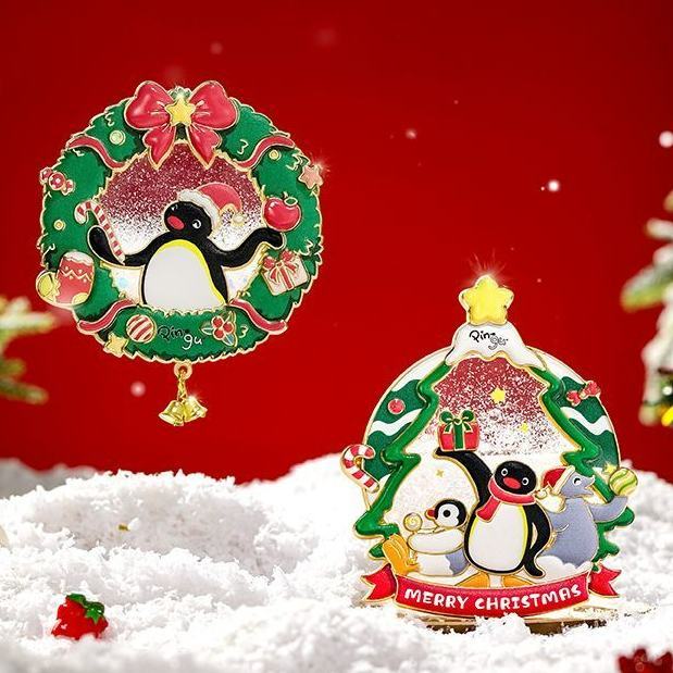 Pingu Baby Pingu Chim Cánh Cụt Cây Giáng Sinh Lấp Lánh Tủ Lạnh Decal Vòng Hoa Sinh Nhật Ngày Lễ Quà 