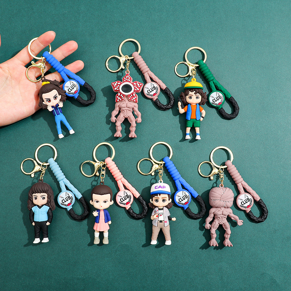 Stranger Things Móc khóa Cannibal Flower Eleven Dustin Henderson Eddie Munson Búp bê Bức tượng Mặt d