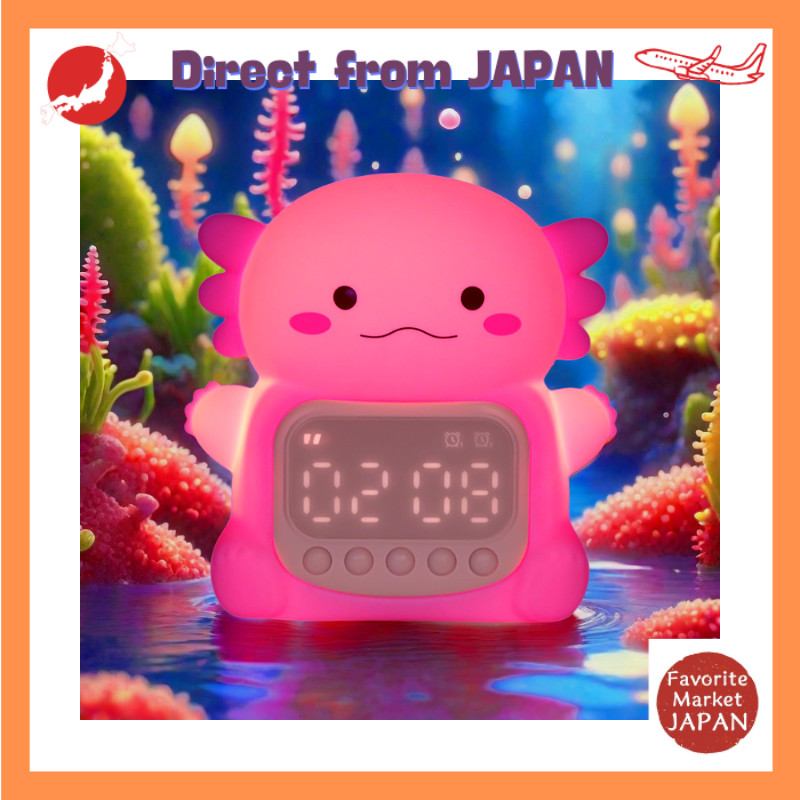 Axolotl Alarm Clock with Night Light for Kids | 7-Color RGB Light | Cute Bedroom Alarm Clock | OK to
