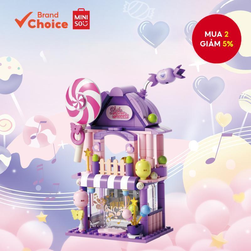 MINISO đồ chơi xếp hình cửa hàng kẹo siêu ngọt ngào nhiều màu sắc 14cm × 8cm × 19cm