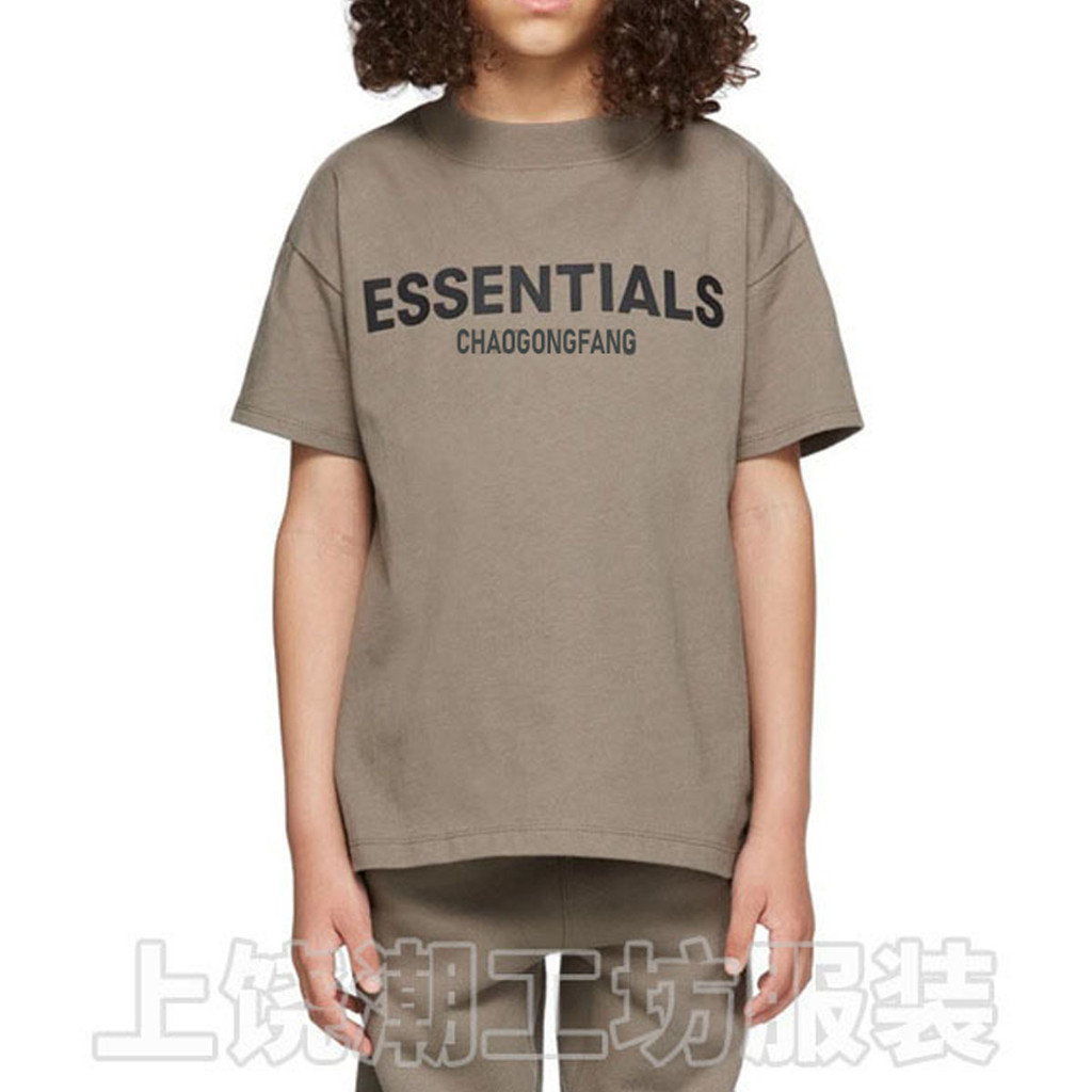 ESSENTIALS Áo thun ngắn tay Cotton nguyên chất dành cho trẻ em Mùa hè vừa phải Quần áo mùa hè trẻ em