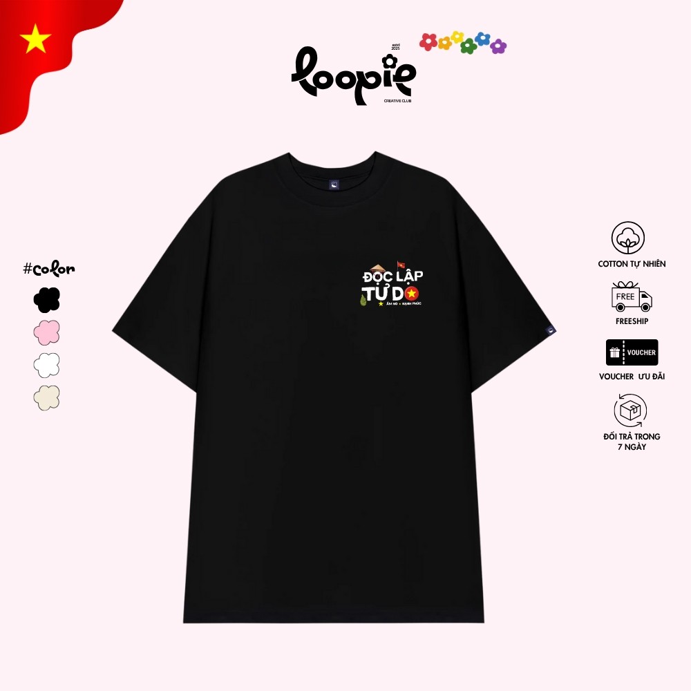 Áo Thun Ấm No Hạnh Phúc Unisex Dễ Thương Loopie – LP33 Form Oversize Dành Cho Nam N