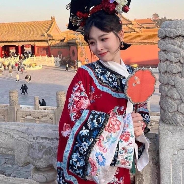 Phụ Nữ Hanfu Giả Thêu Nhà Thanh Concubine Cổ Trang Phục Nhà Thanh Trang Phục In Hình Quần Áo Trung Q