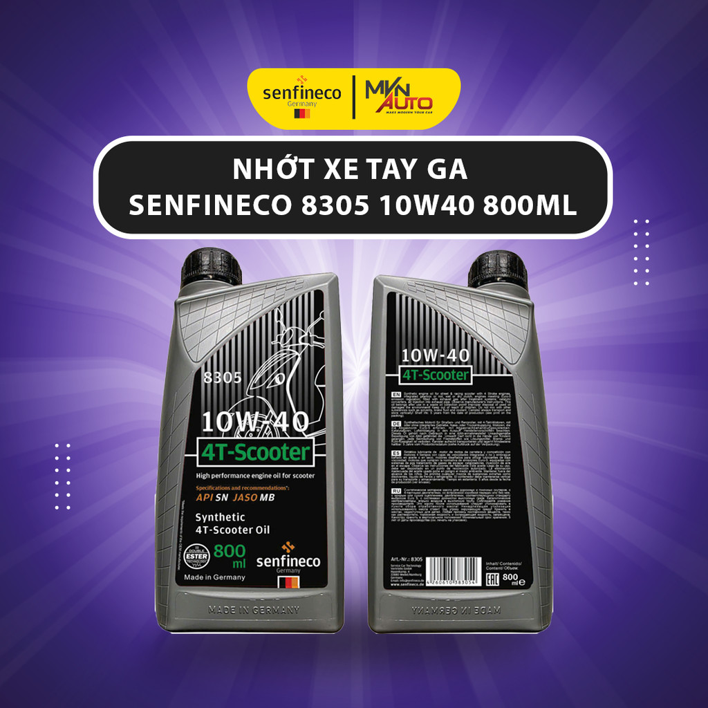 Nhớt xe máy tay ga Senfineco 8305 10w40 800ml - Senfineco Scooter 10w40 - Combo + Nhớt hộp số Senfin
