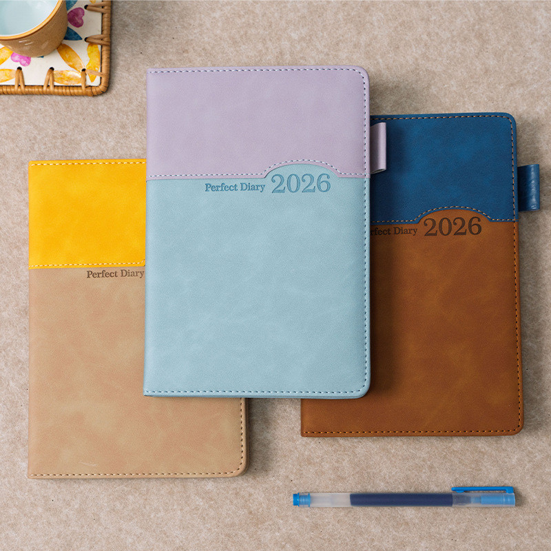 2026 Styles Planner Leather Schedule Notebook 365 Days Thicked Digging Index Notebook Color Matching