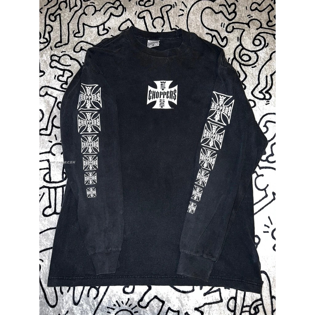 WHO CARE Retro Bách Khoa Toàn Thư Phố Cao Cấp Rời Thời Trang Mỹ Vintage Áo Thun Dài Tay Quá Khổ Hip 