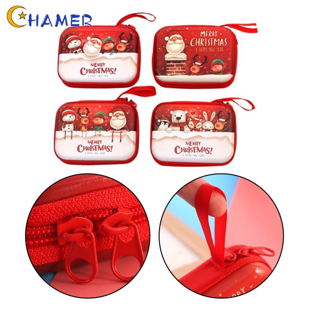【CHAMER】Christmas coin purse rectangular zipper bag coin earphone data cable storage box【HomeLiving】