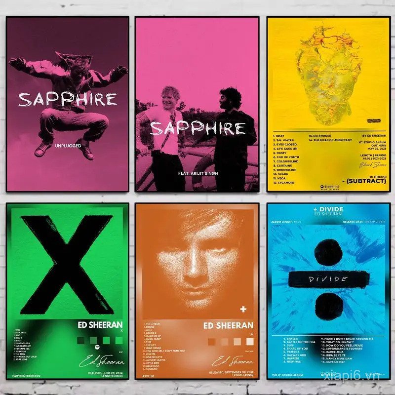 Ca Sĩ E-Ed S-Sheeran Sapphire Canvas Poster Phòng Trưng Bày In Phòng Khách Phòng Ngủ Trang Trí Nhà Q