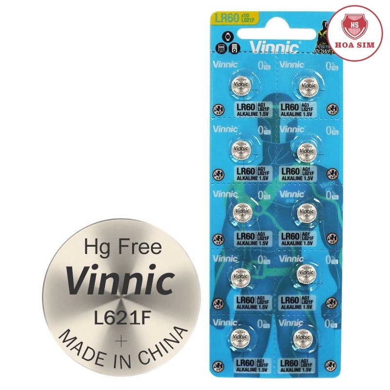 Vỉ 10 viên Pin đồng hồ VINNIC AG1 / LR621SW / 364A / CX60W Chính Hãng