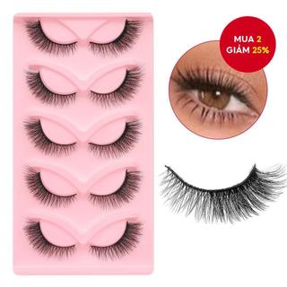  5 Đôi Lông Mi Giả 13Mm 3D Hình Chữ C Uốn Cong Hình Lông Tơ Tự Nhiên Handmade Nối Mi 