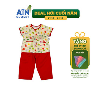  Bộ quần áo Bà Ba Dài tay ngắn bé gái họa tiết Bi Nhiều Màu Lụa Đỏ - AICDBGI4SOWV - AIN Closet 