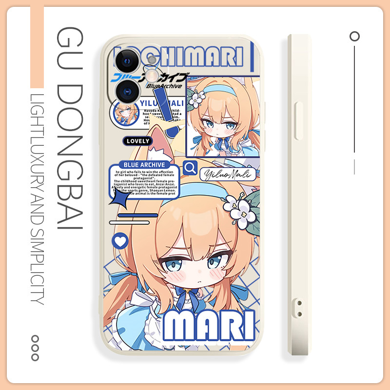Ốp lưng Blue Archive vui tươi Iochi Mari iPhone 17 16 iPhone 15 14 13 12 11 Plus Pro Max TPU Clear C