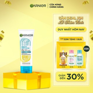  Sữa rửa mặt 3-trong-1 giảm mụn & sáng da Garnier Bright Complete Anti-Acne Foam 100ml 
