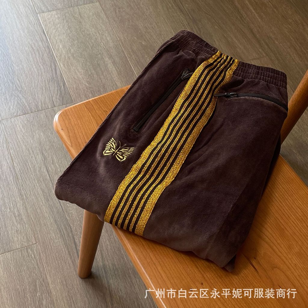 DTH0 Needles Track Brown Velvet Ribbon Pants VINTAGE Vintage Straight-Leg Sports Pants