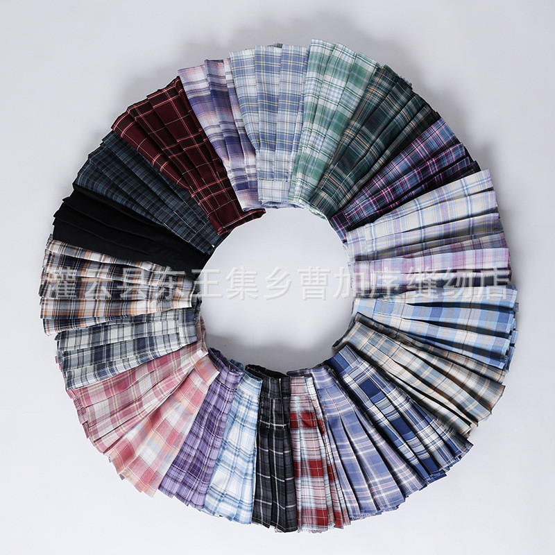 Phong Cách Preppy Trẻ Em jk Váy Kẻ Sọc Chống chói jk Váy Kẻ Sọc Bé Gái Váy Xếp Ly Nửa Chiều Dài jk V