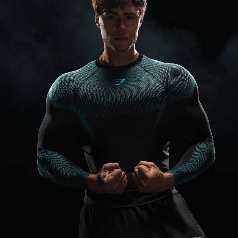 American Shark Outdoor Running Exercise Workout Clothes Summer New Long Sleeve Top NvzO