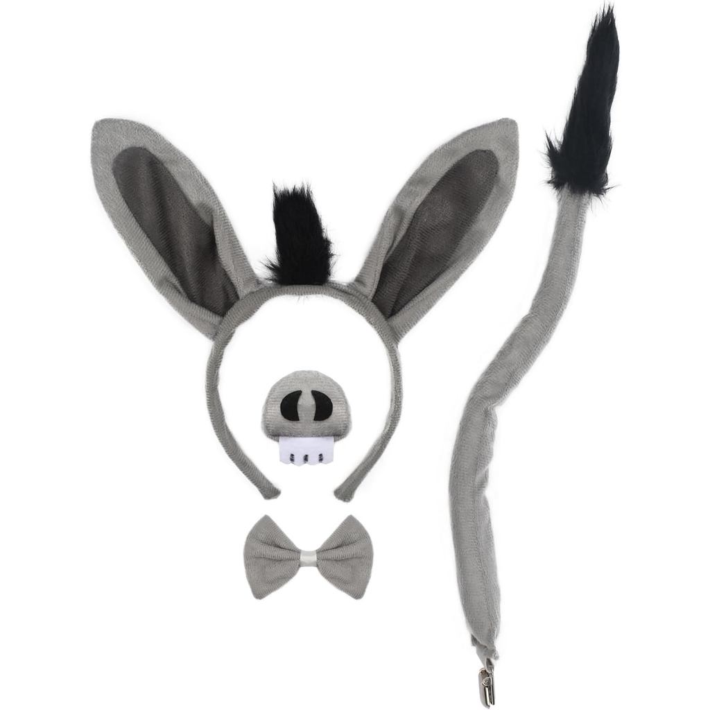 Bộ 4 Tai Lừa Và Đuôi-Donkey Headband Có Đuôi Mũi Nơ Cosplay Đảng Trang Phục Hóa Trang Halloween Phụ 