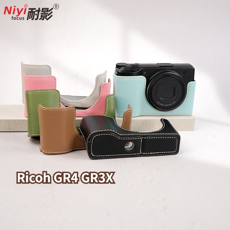 Retro Da PU Đế Bảo Vệ Cơ Thể Ốp Lưng Ricoh GR4 GR3X GR3 GR Mark IV Camera Nửa Túi Ricoh GR4 Pin Mở Đ