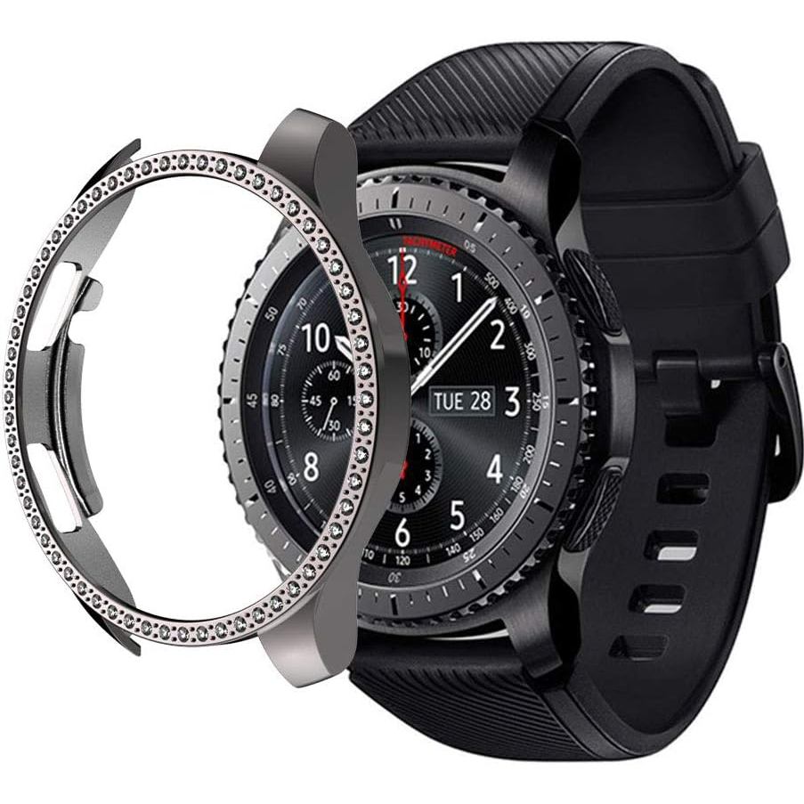 Tương thích với Galaxy Watch 46mm Kim Cương PC Mạ Ốp Lưng Bling Pha Lê Kim Cương Sáng Bóng Khung Lấp