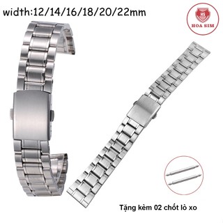Dây đeo đồng hồ thép không gỉ 5 khớp mới G03 size 12/14/16/18/20/22mm