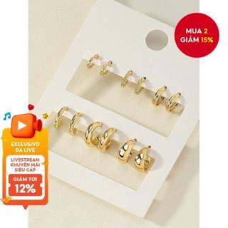  Bộ 6 Bông Tai Hình Chữ C Tối Giản Trang Sức Thời Trang Đơn Giản Cho Nữ 