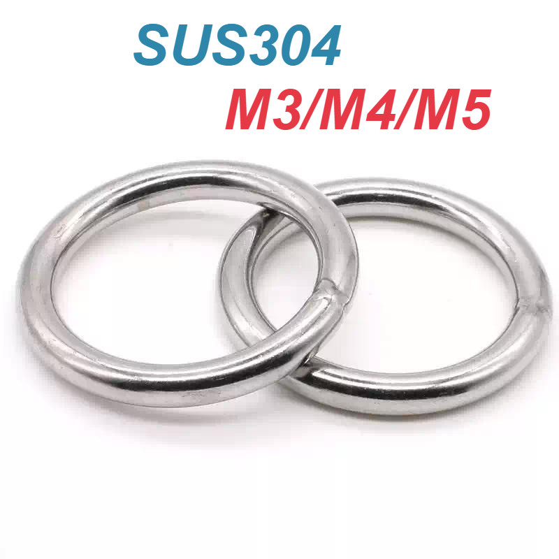 [XM-MB] Vòng chữ O hàn rắn bằng thép không gỉ 304, M3 / M4 / M5, vòng thép nâng, kết nối võng yoga, 