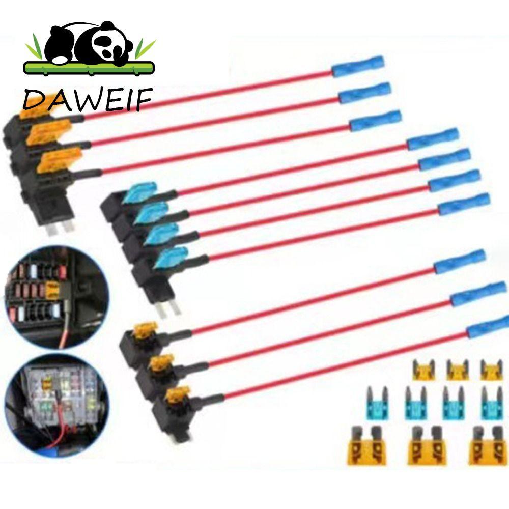 DAWEIF Car Add a Circuit Fuse Tap Kit, 12V 4 Loại Low Profile Mini Fuse Taps, Giá đỡ cầu chì Tiêu ch