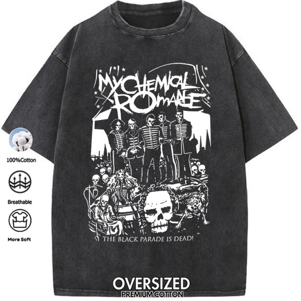 Mùa Hè Ao Thun Nam Đen Phong Cách Punk Emo Rock - Quá Khổ