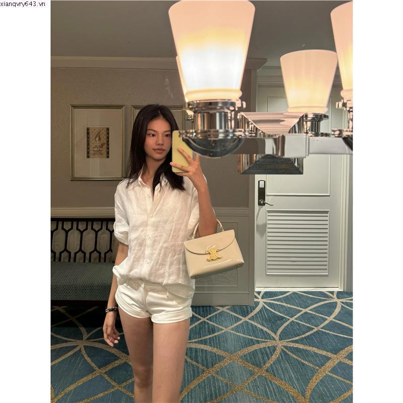 (HÀNG CÓ SẴN) Áo Sơmi Linen Tưng Pre Nữ Thoáng Mát Tay Ngắn Kiểu - Rachel Linen Shirt - SLAYA MOOD