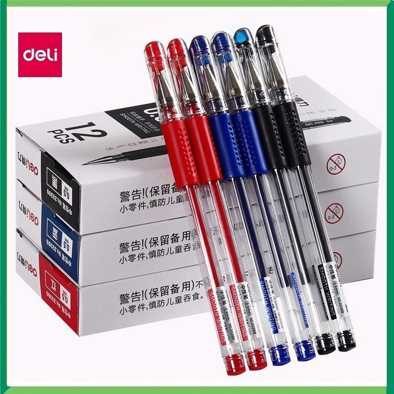 Hộp 12 cây bút gel nước DELI 6600 / 33399 ngòi 0.5mm Deli 6600S