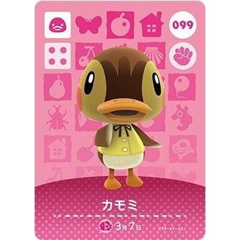 【Từ Nhật】Thẻ amiibo Animal Crossing Bộ 1 Kamomi Số 099