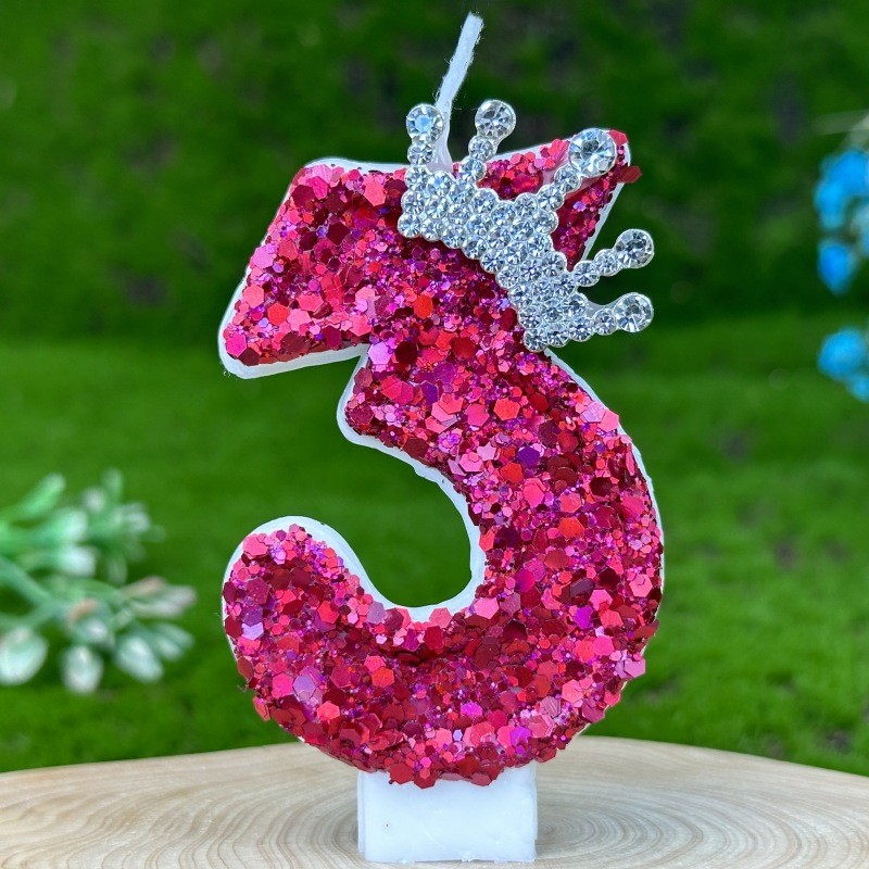 Hoa Hồng Đỏ Sinh Nhật Nến Vương Miện Số 3 Nến Sinh Nhật Thứ 3 Trang Trí Bánh Trang Trí Trang Trí Bán