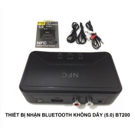 Thiết bị nhận Bluetooth không dây (5.0) BT200. Hộp Bluetooth Âm Thanh Không Dây BT200 NFC V5.0