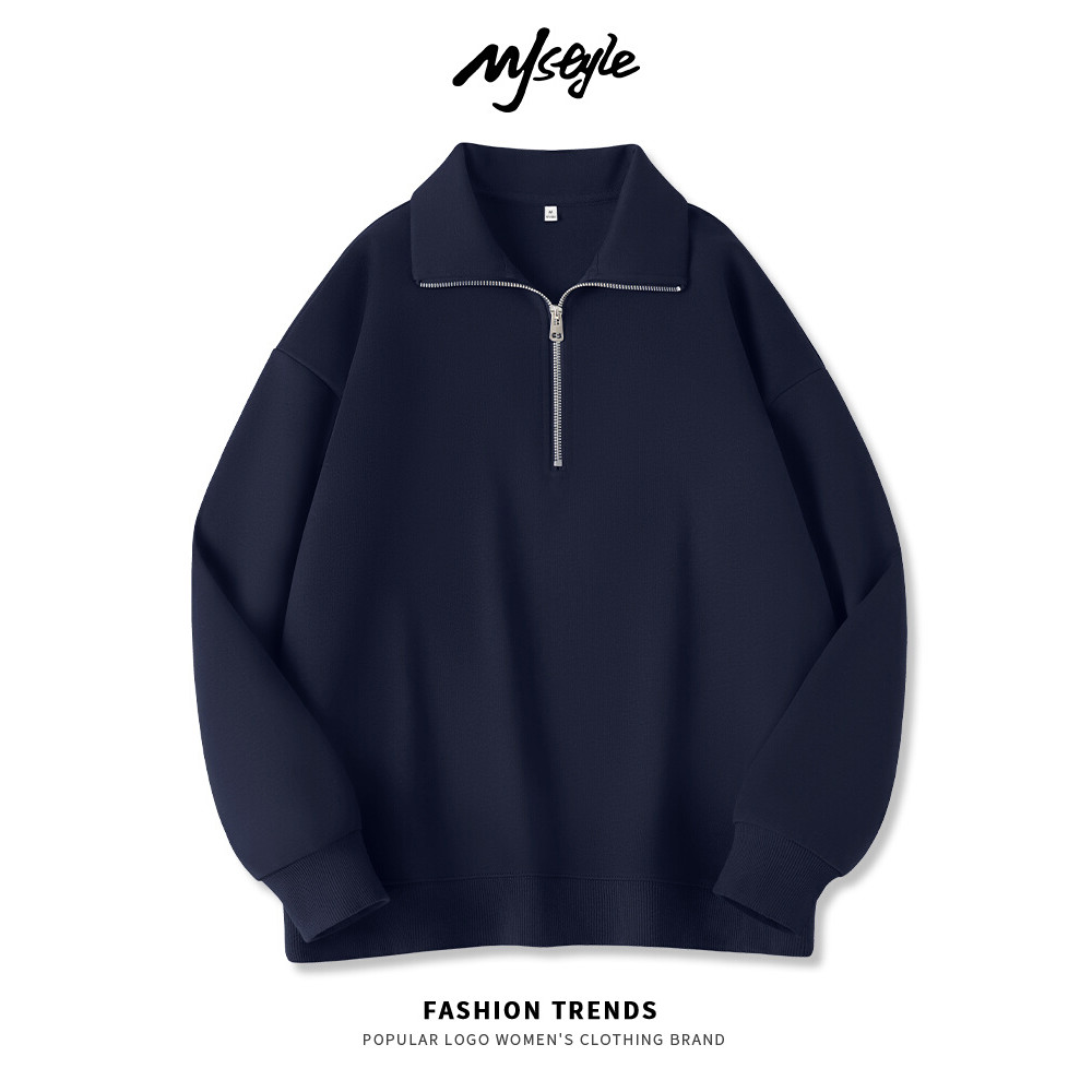 MJstyle Xanh Hải Quân Áo Nữ 2026 Xuân Thu Phong Cách Mới Cổ Đứng Đầu Thu Đồng Sulfate Mặc Áo Nữ