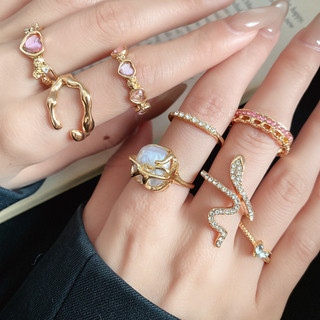 Bộ 8 nhẫn vàng phong cách ngọt ngào lãng mạn - JewBeauty
