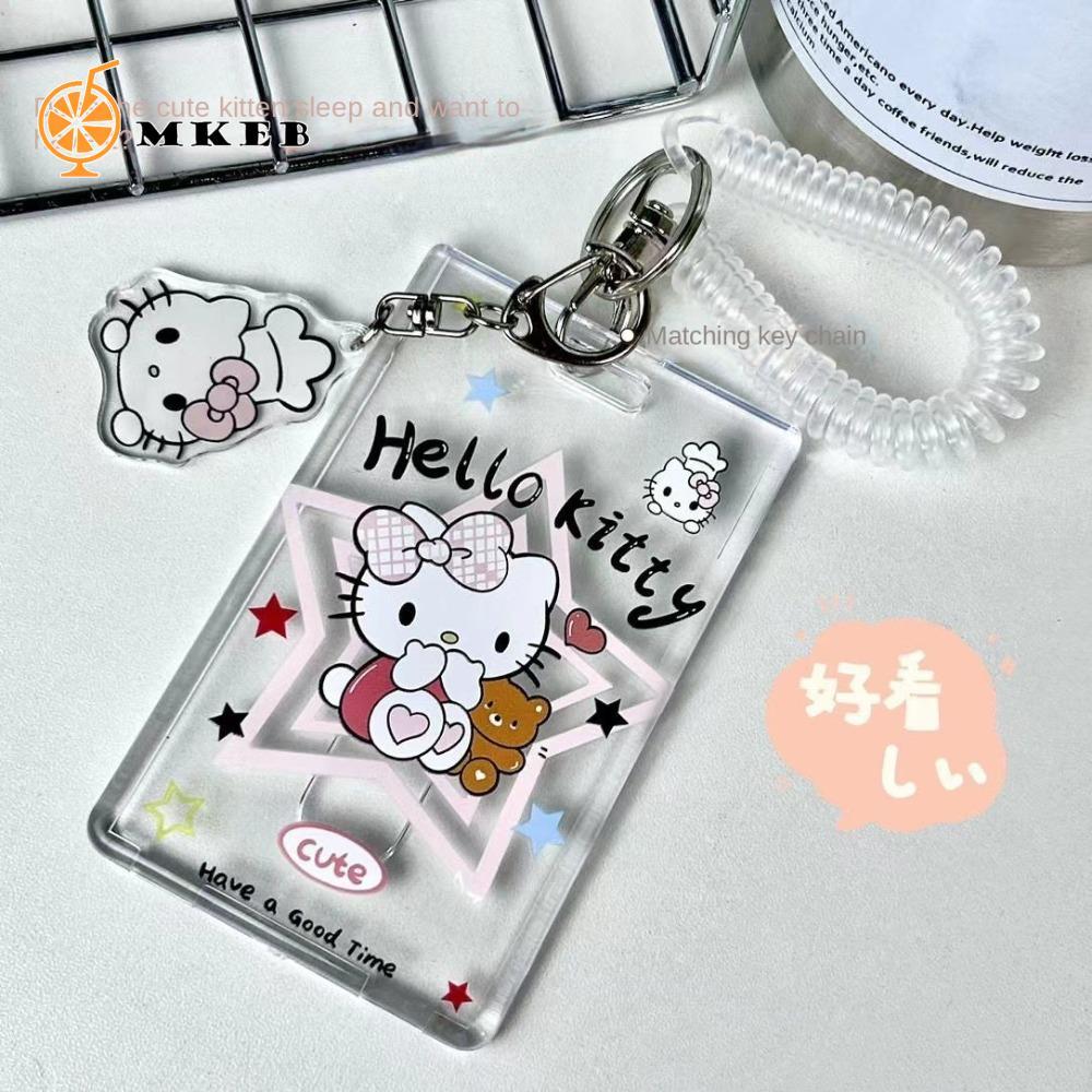 Hộp đựng thẻ hoạt hình MKEB, Hộp đựng thẻ ID móc chìa khóa Vỏ thẻ trong suốt, Hộp bảo vệ dễ thương K