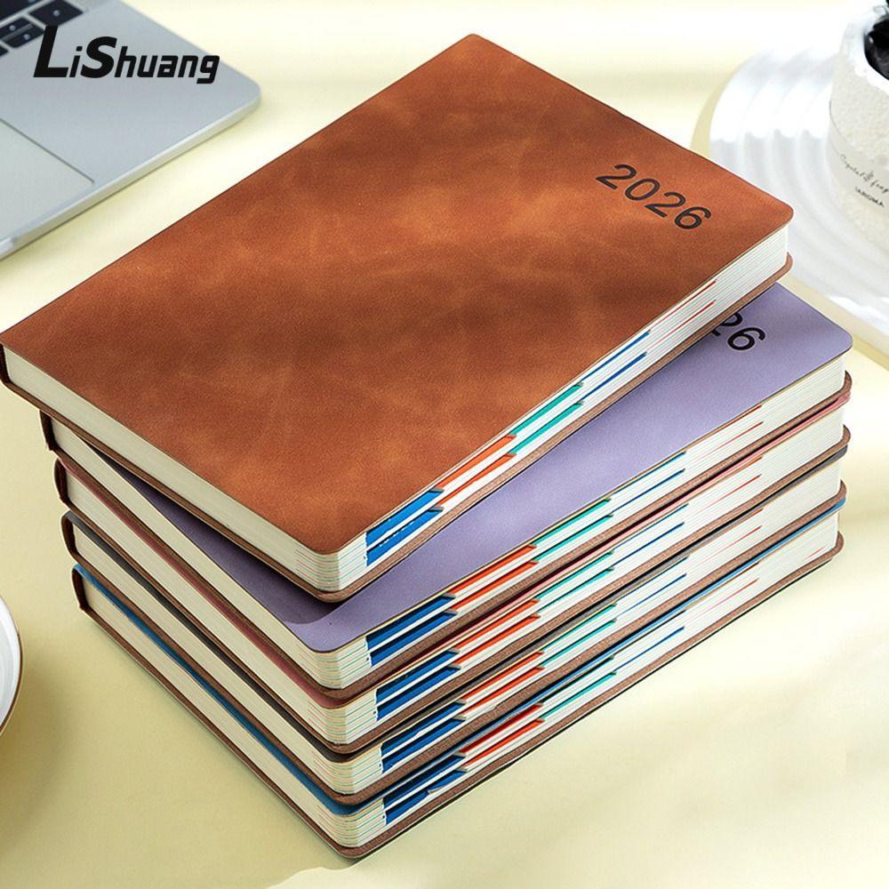 Sách Nhật ký LISHUANG, Sổ kế hoạch hàng ngày bằng da 365, Quà tặng A5 Size 2026 Notebook Office