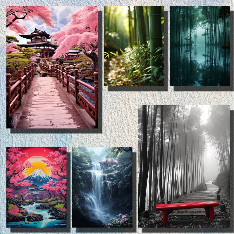 Fuji Fine Art Corner Canvas Tranh sương mù ấm áp duyên dáng Nghệ thuật Trang trí tường Nhà Canvas Po