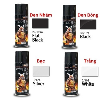 Sơn Xịt Samurai Nhiều Màu Đen Nhám, Đen Bóng, Bạc, Trắng  ,Xanh GP ,Sơn Lót ,Phủ Bóng Sơn Chịu Nhiệt H2