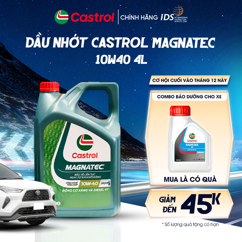 Dầu Nhớt Ô Tô Castrol MAGNATEC 10W40 4L Chính Hãng IDS – Bảo Vệ Động Cơ, Giảm Mài Mòn