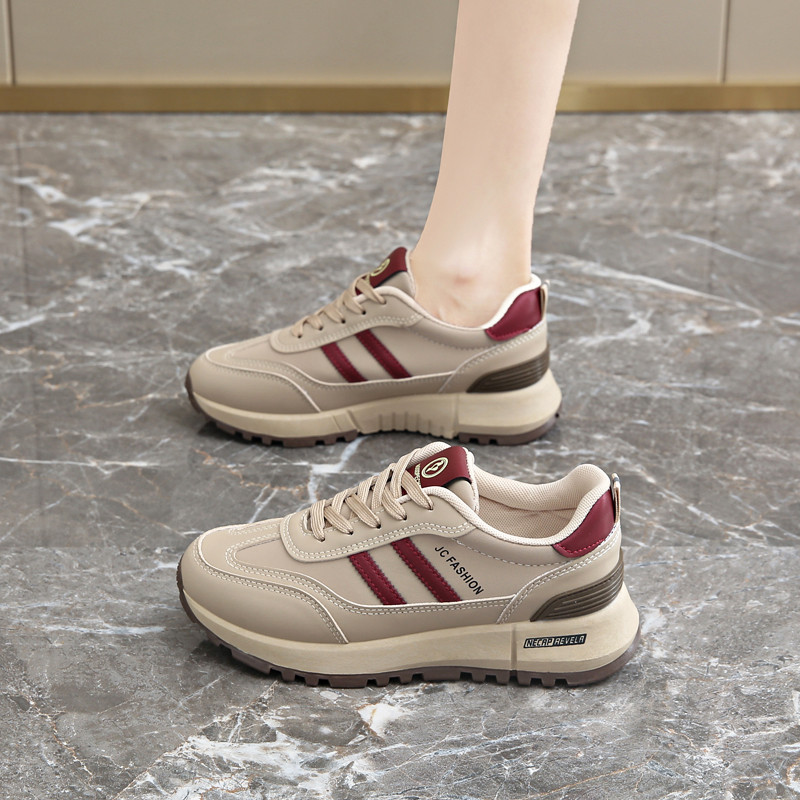 Women's sneakers lace-up flat fashion casual Korean style special offer spring leather A5998