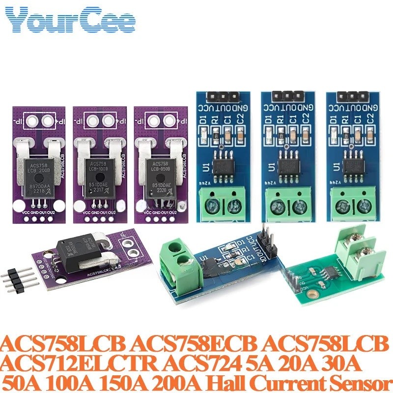 2 cái / 1 cái ACS758 ACS712 ACS724 ACS712ELCTR Hall Mô-đun cảm biến dòng điện 200A 150A 100A 50A 30A