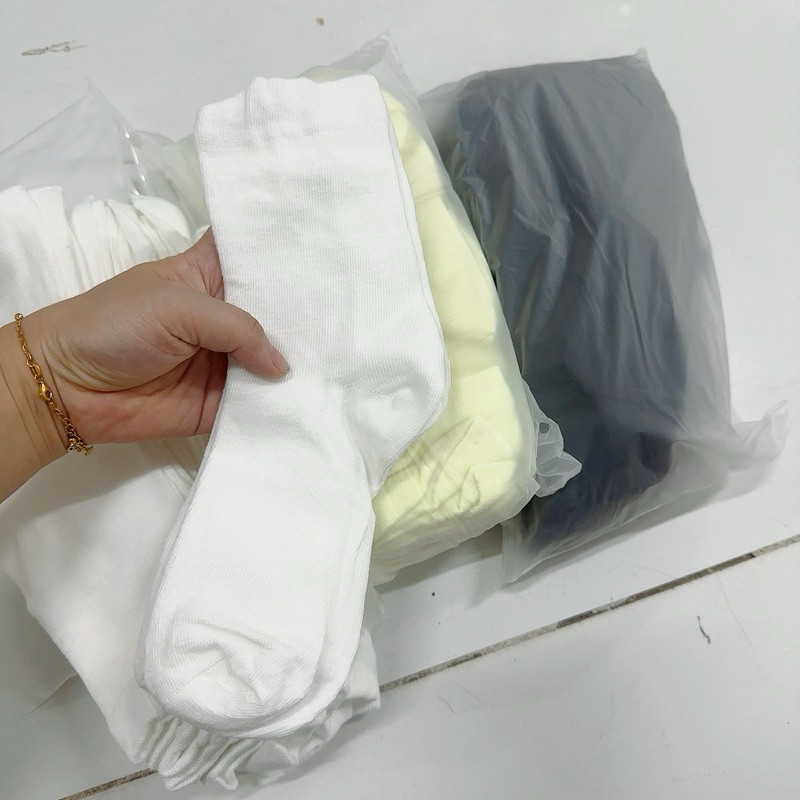 Set 10 đôi tất nữ cổ cao trơn basic 3 màu, cotton mỏng co giãn, đi học đi làm siêu xinh | BigBuy360 - bigbuy360.vn