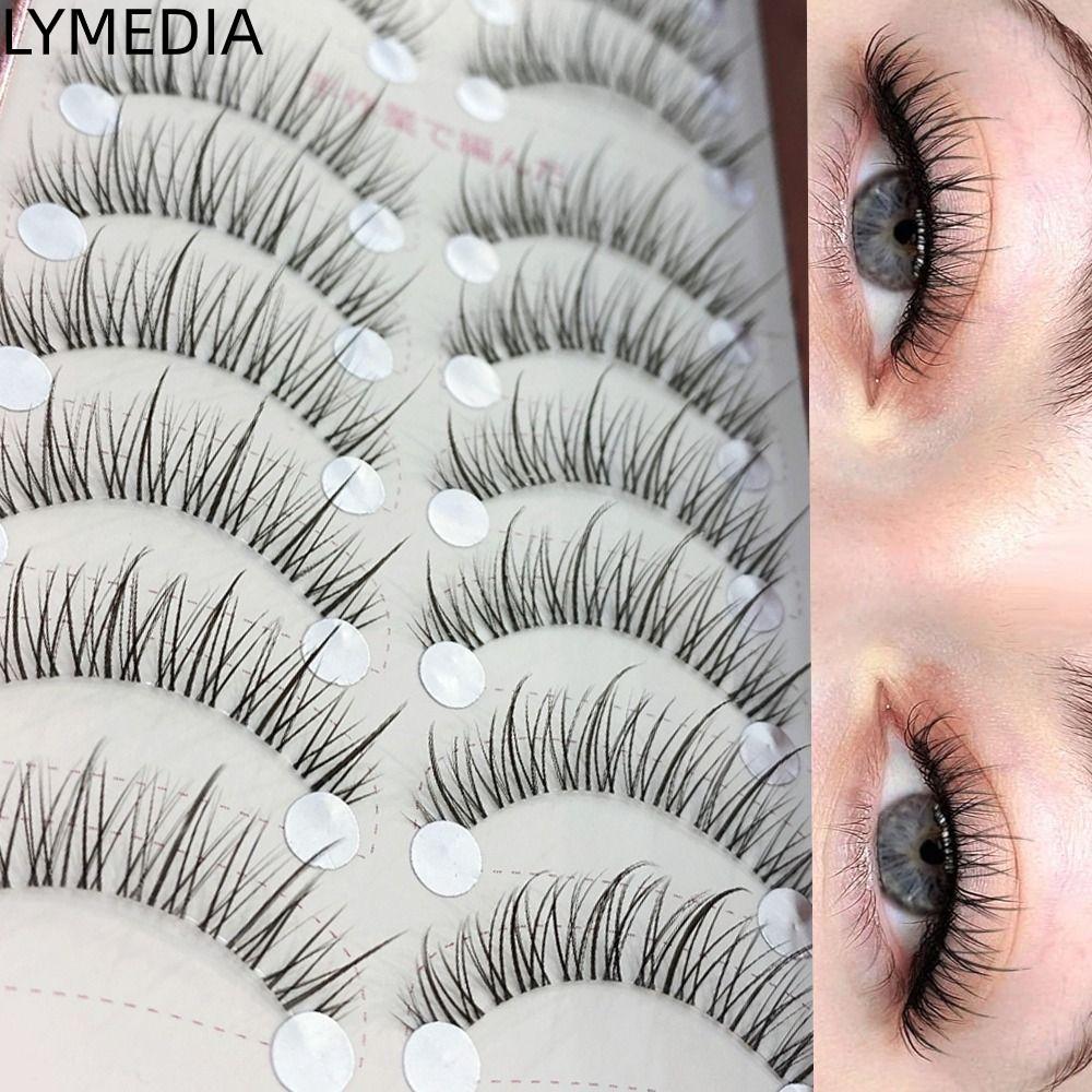 LYMEDIA 10 Cặp Lông Mi Giả, Lông Mi Tự Nhiên Handmade, Wispy Volume Mink Lông Mi Giả Trang Điểm Nối 