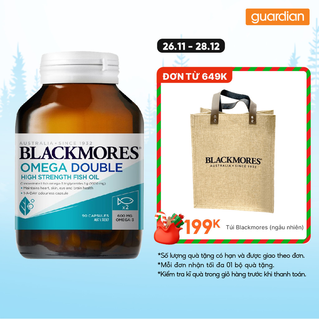 Viên Uống Hỗ Trợ Tim Mạch Blackmores Omega Double High Strength Fish Oil 90 Viên | BigBuy360 - bigbuy360.vn