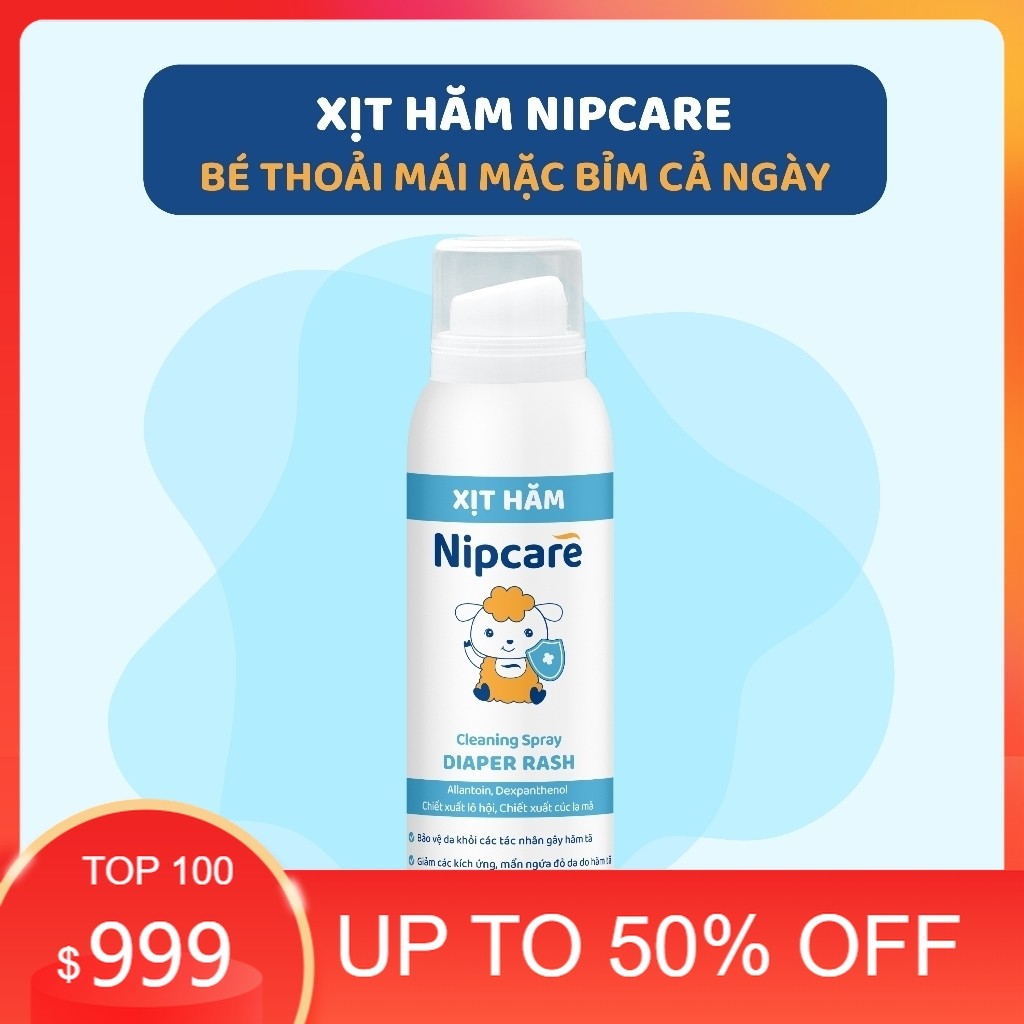 Xịt hăm Nipcare Novocare 80ml - vệ sinh khi thay tã bỉm, giảm triệu chứng kích ứng mẩn đỏ do hăm bỉm