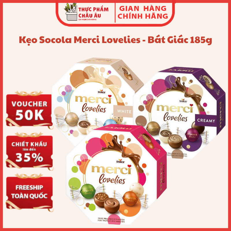 Kẹo Socola Merci Lovelies Bát Giác 185g, Socola Tan Chảy Ngọt Ngào
