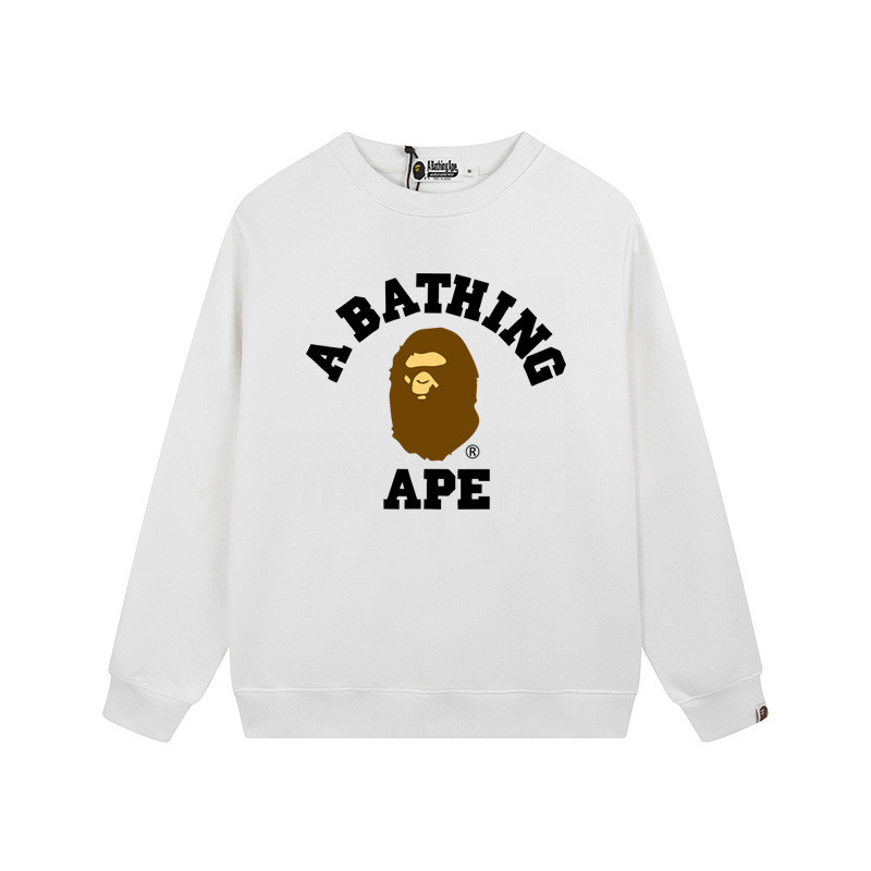 Dạo Phố Bape Áo Cổ Tròn Mùa Thu Đông Terry Áo