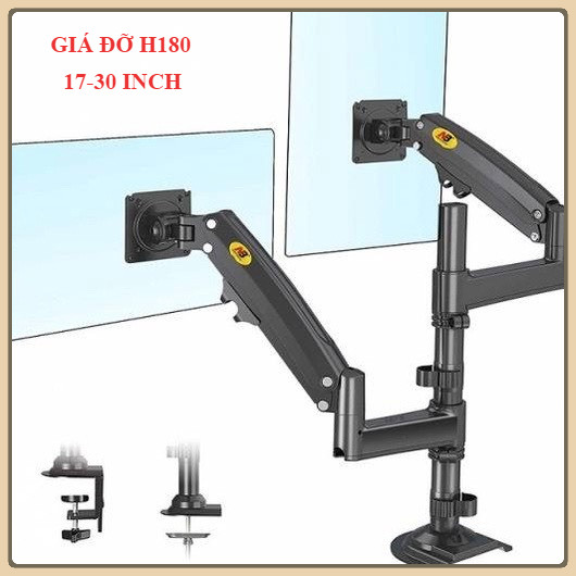 Tay Arm -Giá Treo Hai Màn Hình NB H180 17 - 30  ich  - Tay Treo Màn Hình Kép Xếp Màn Trên Dưới